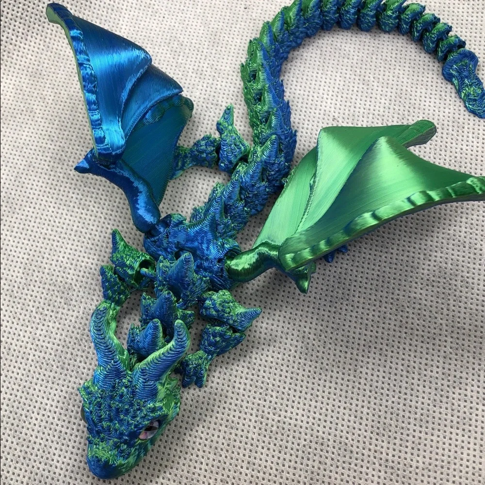 3D print Blue-Green Dragon Reptile Figurine for Terrariums